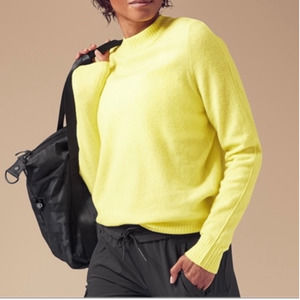 Athleta transit lavish lime neon mock neck merino wool blend sweater Small